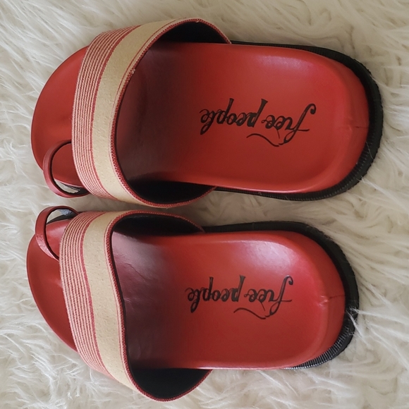 P025  Free People Saylor Footbed Sandal Slip-on Red Multi-Color Size 40 - Picture 3 of 12